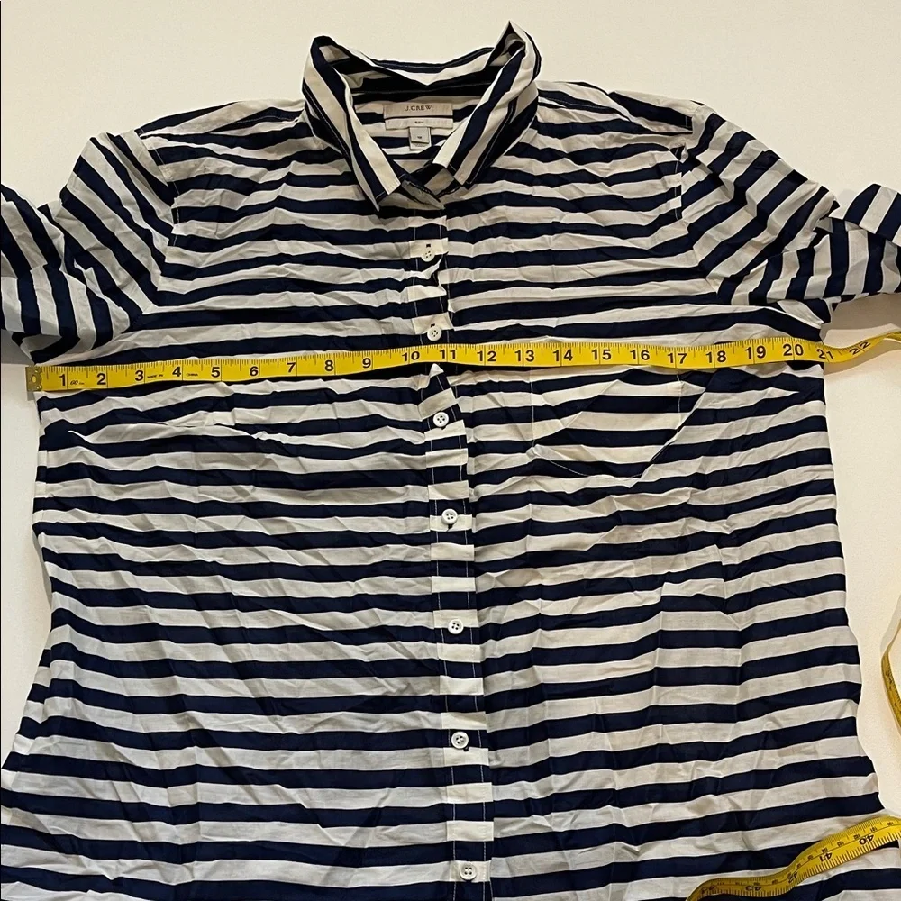 J. Crew Long Sleeve Navy and White Striped Button-Up